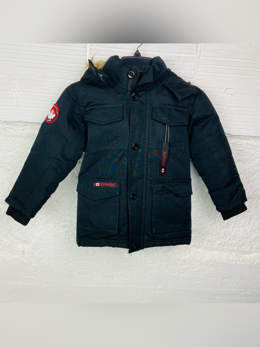 Canada weathergear Black Winter fur trimmed Parka Jacket with Hood size 5/6